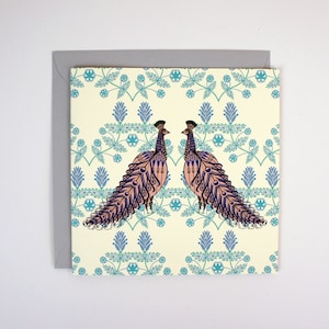 Carte de voeux - Folk paon