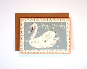 Carte de voeux - anniversaire de cygne