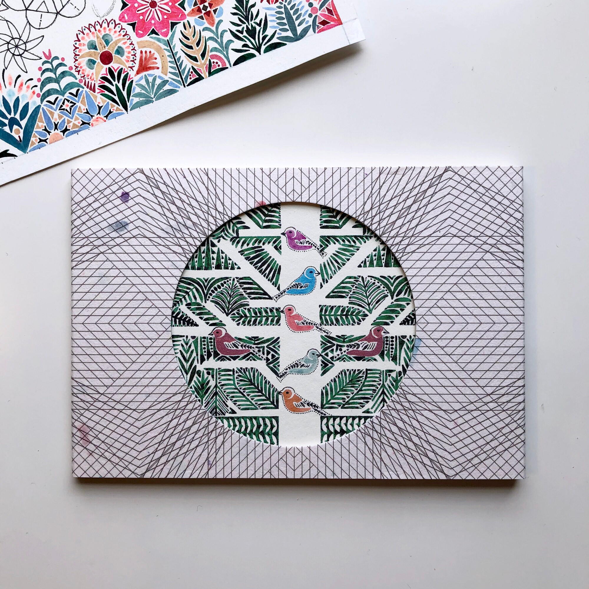 Circular Design Art Cards | Etsy UK