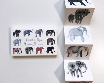 Miniature Paper Hanging Decoration ~ Elephants