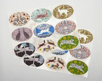 Large Oval Hare Stickers