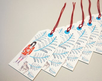 Girl with Husky Gift Tags