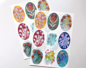 Large Oval Flower Stickers