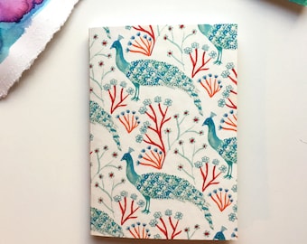 A6 Notebook - Peacocks and Branches