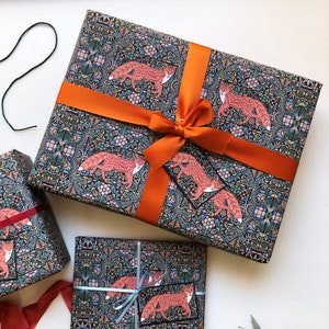 Fox and Flowers Wrapping Paper