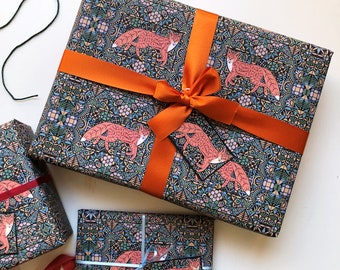 Fox and Flowers Wrapping Paper