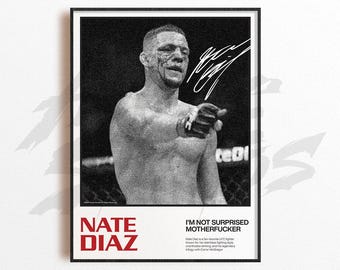 Lámina artística de Nate Díaz, decoración de pared de artes marciales mixtas, decoración de gimnasio, regalo deportivo, póster de luchador de la UFC, arte de MMA