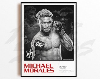 Impressão artística de Michael Morales, decoração de parede de artes marciais mistas, decoração para academia em casa, presente esportivo, pôster de lutador do UFC, arte de MMA