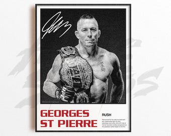 Impressão artística de Georges St-Pierre, decoração de parede de artes marciais mistas, decoração de academia em casa, presente esportivo, pôster de lutador de UFC, arte de MMA