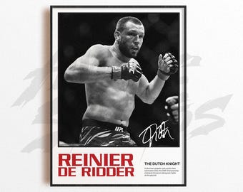 Impressão artística de Reinier de Ridder, decoração de parede de artes marciais mistas, decoração de academia em casa, presente esportivo, pôster de lutador de UFC, arte de MMA