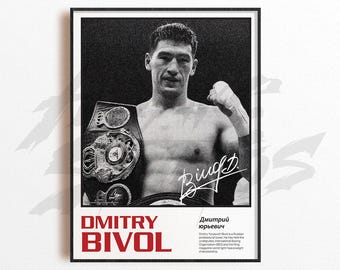 Impressão artística de Dmitry Bivol, impressão artística de boxe, decoração de parede de artes de boxe, decoração de academia em casa, presente esportivo, pôster de lutador de boxe, pôster de combate