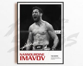 Lámina artística de Nassourdine Imavov, decoración de pared de artes marciales mixtas, decoración de gimnasio, regalo deportivo, póster de luchador de la UFC, arte de MMA