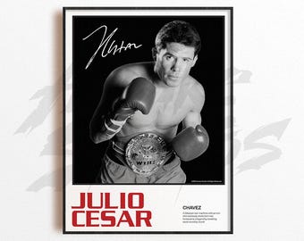 Arte de Julio César Chávez, Impresión artística de boxeo, Decoración de pared de artes del boxeo, Decoración de gimnasio en casa, Regalo deportivo, Póster de boxeador, Póster de combate