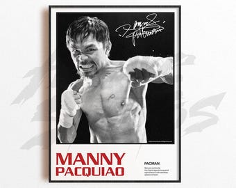 Impressão artística de Manny Pacquiao, impressão artística de boxe, decoração de parede de artes de boxe, decoração de academia em casa, presente esportivo, pôster de lutador de boxe, pôster de combate