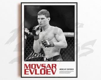 Lámina artística de Movsar Evloev, decoración de pared de artes marciales mixtas, decoración de gimnasio, regalo deportivo, póster de luchador de la UFC, arte de MMA