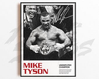 Impression d'art Mike Tyson, Impression d'art de boxe, Décoration murale arts de la boxe, Décoration de salle de sport à domicile, Cadeau de sport, Poster de combattant de boxe, Poster de combat