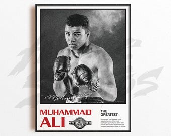 Impression d'art Muhammad Ali, impression d'art de boxe, décoration murale arts de la boxe, décoration de salle de sport à domicile, cadeau de sport, affiche de combattant de boxe, affiche de combat