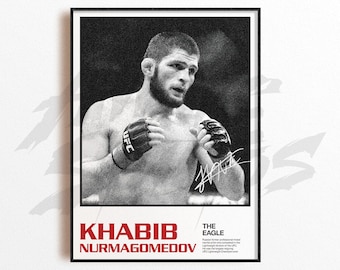 Lámina artística de Khabib Nurmagomedov, decoración de pared de artes marciales mixtas, decoración de gimnasio, regalo deportivo, póster de luchador de la UFC, arte de MMA