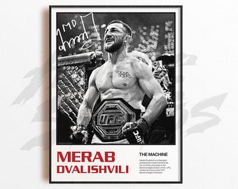 Impressão artística de Merab Dvalishvili, decoração de parede de artes marciais mistas, decoração de academia em casa, presente esportivo, pôster de lutador de UFC, arte de MMA