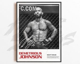 デメトリアス・ジョンソンのアートプリント、総合格闘技の壁飾り、ホームジムの装飾、スポーツギフト、UFCファイターのポスター、MMAアート
