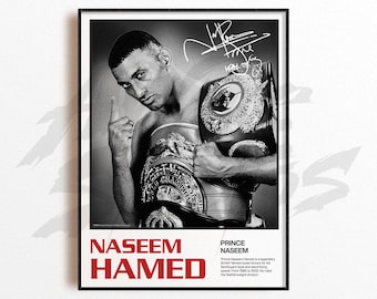 Impressão artística de Naseem Hamed, impressão artística de boxe, decoração de parede de artes de boxe, decoração de academia em casa, presente esportivo, pôster de lutador de boxe, pôster de combate