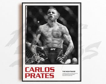 Impressão artística de Carlos Prates, decoração de parede de artes marciais mistas, decoração de academia, presente esportivo, pôster de lutador de UFC, arte de MMA