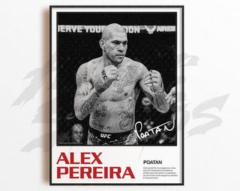 Impressão artística de Alex Pereira, decoração de parede de artes marciais mistas, decoração de academia em casa, presente esportivo, pôster de lutador de UFC, arte de MMA