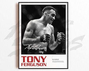 Lámina artística de Tony Ferguson, decoración de pared de artes marciales mixtas, decoración de gimnasio, regalo deportivo, póster de luchador de la UFC, arte de MMA