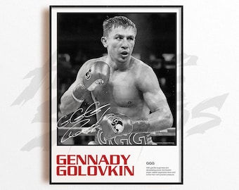 Impressão artística de Gennady Golovkin, impressão artística de boxe, decoração de parede de artes de boxe, decoração de academia em casa, presente esportivo, pôster de lutador de boxe, pôster de combate