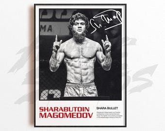 Lámina artística de Sharabutdin Magomedov, decoración de pared de artes marciales mixtas, decoración de gimnasio, regalo deportivo, póster de luchador de la UFC, arte de MMA