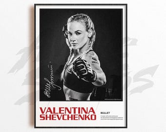 Impressão artística de Valentina Shevchenko, decoração de parede de artes marciais mistas, decoração de academia, presente esportivo, pôster de lutador de UFC, arte de MMA