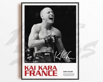 Konsttryck med Kai Kara-France, väggdekoration med Mixed Martial Arts, dekoration för hemmagymmet, sportgåva, affisch med UFC-fighter, MMA-konst