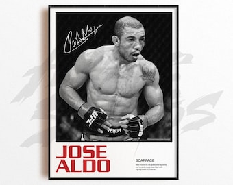 Impressão artística de José Aldo, decoração de parede de artes marciais mistas, decoração de academia em casa, presente esportivo, pôster de lutador de UFC, arte de MMA