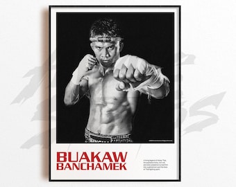 Impressão artística de Buakaw Banchamek, decoração de parede de artes marciais mistas, decoração de academia em casa, presente esportivo, pôster de lutador de UFC, arte de MMA