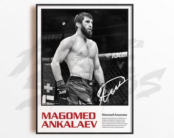 Lámina artística de Magomed Ankalaev, decoración de pared de artes marciales mixtas, decoración de gimnasio, regalo deportivo, póster de luchador de la UFC, arte de MMA