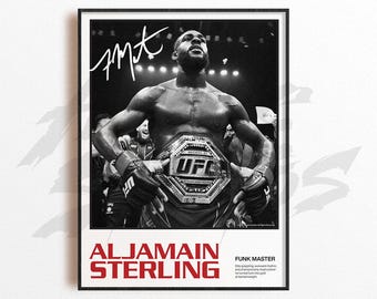 Impressão artística de Aljamain Sterling, decoração de parede de artes marciais mistas, decoração de academia em casa, presente esportivo, pôster de lutador de UFC, arte de MMA