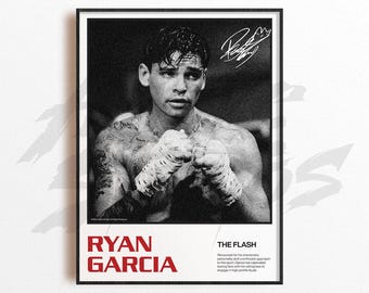 Impressão artística de Ryan Garcia, impressão artística de boxe, decoração de parede de artes de boxe, decoração de academia em casa, presente esportivo, pôster de lutador de boxe, pôster de combate