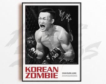 Impressão de arte de zumbi coreano, decoração de parede de artes marciais mistas, decoração de academia em casa, presente esportivo, pôster de lutador de UFC, arte de MMA