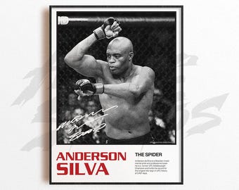 Lámina artística de Anderson Silva, decoración de pared de artes marciales mixtas, decoración de gimnasio, regalo deportivo, póster de luchador de la UFC, arte de MMA