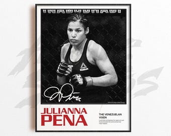 Lámina artística de Julianna Peña, decoración de pared de artes marciales mixtas, decoración de gimnasio, regalo deportivo, póster de luchadora de la UFC, arte de MMA