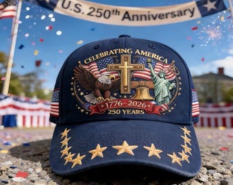 Czapka z okazji 250. rocznicy USA | Obchody Ameryki 1776–2026 | Patriotyczna czapka z orłem i krzyżem Dzwonu Wolności | Prezent na Dzień Niepodległości | Czapka baseballowa