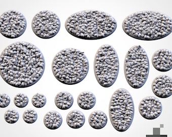 Bases de juegos de guerra en miniatura con forma de pila de calaveras