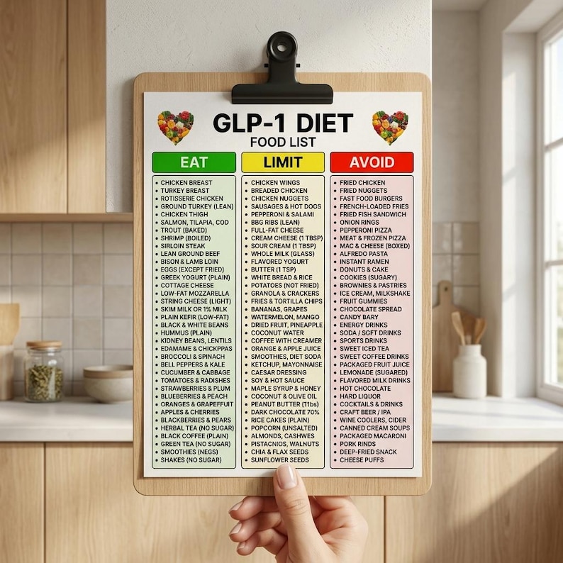 GLP 1 Food List Printable | Diabetes Weight Loss Diet Chart | Eat Limit ...