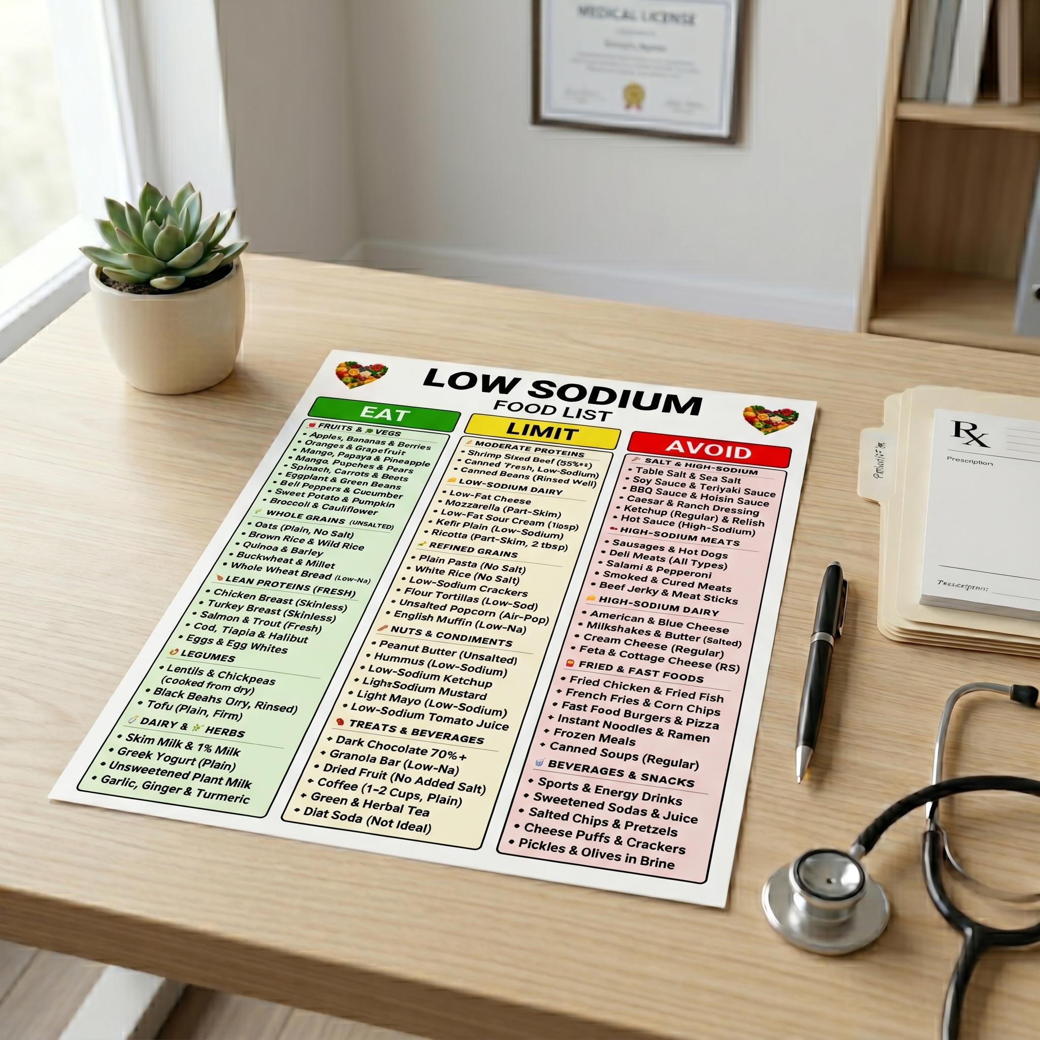 Low Sodium Food List Printable | High Blood Pressure Hypertension PDF ...