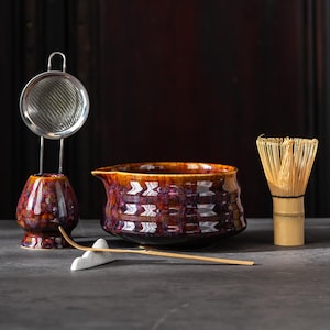 Matcha Bowl Set Kiln-Change Glaze | Japanese Tea Ceremony Kit