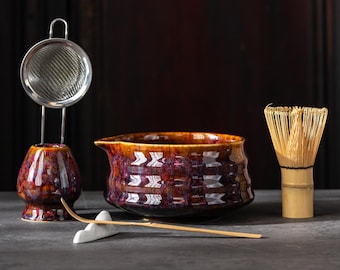 Matcha Bowl Set Kiln-Change Glaze | Japanese Tea Ceremony Kit