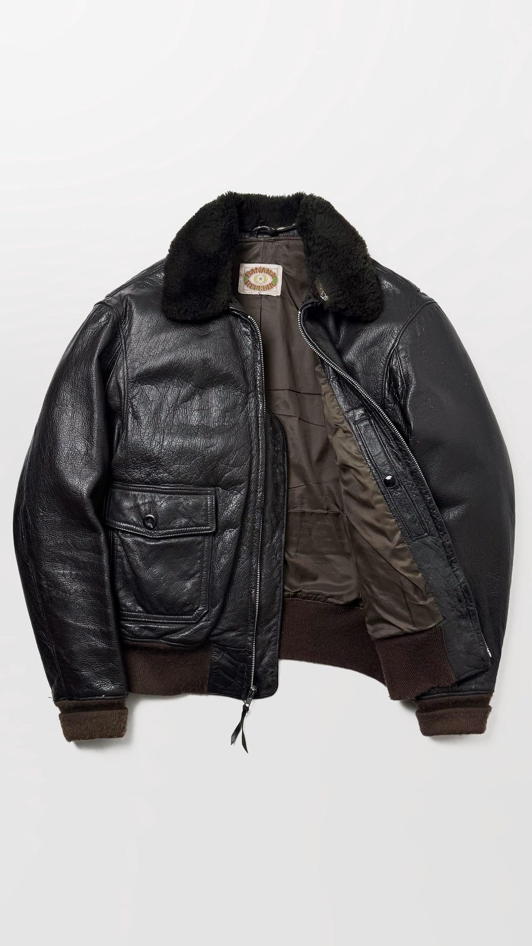 Vintage 1980s Banana Republic Leather Flight Jacket Men's Small