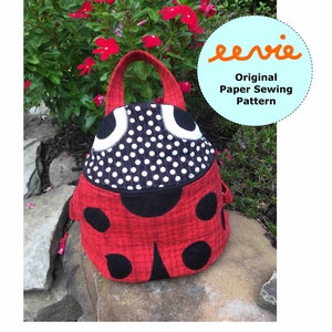 Mini Backpack Paper Sewing Pattern - Ladybug Bag  Purse - Make Your Own Children&#39;s Backpack - Kids Animal Bag Pattern - Eevie Original
