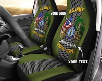 U.S Army Branch - Personalized Car Seat Covers, Print Front And Back Car Floor Mats, Front Car Mat - with Foam Option