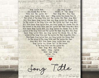 Personalized Poster - Canvas 1.5in Frame - Any Song Lyrics Custom Script Heart Wall Art Quote Personalised Lyrics Print - Custom Song Lyric